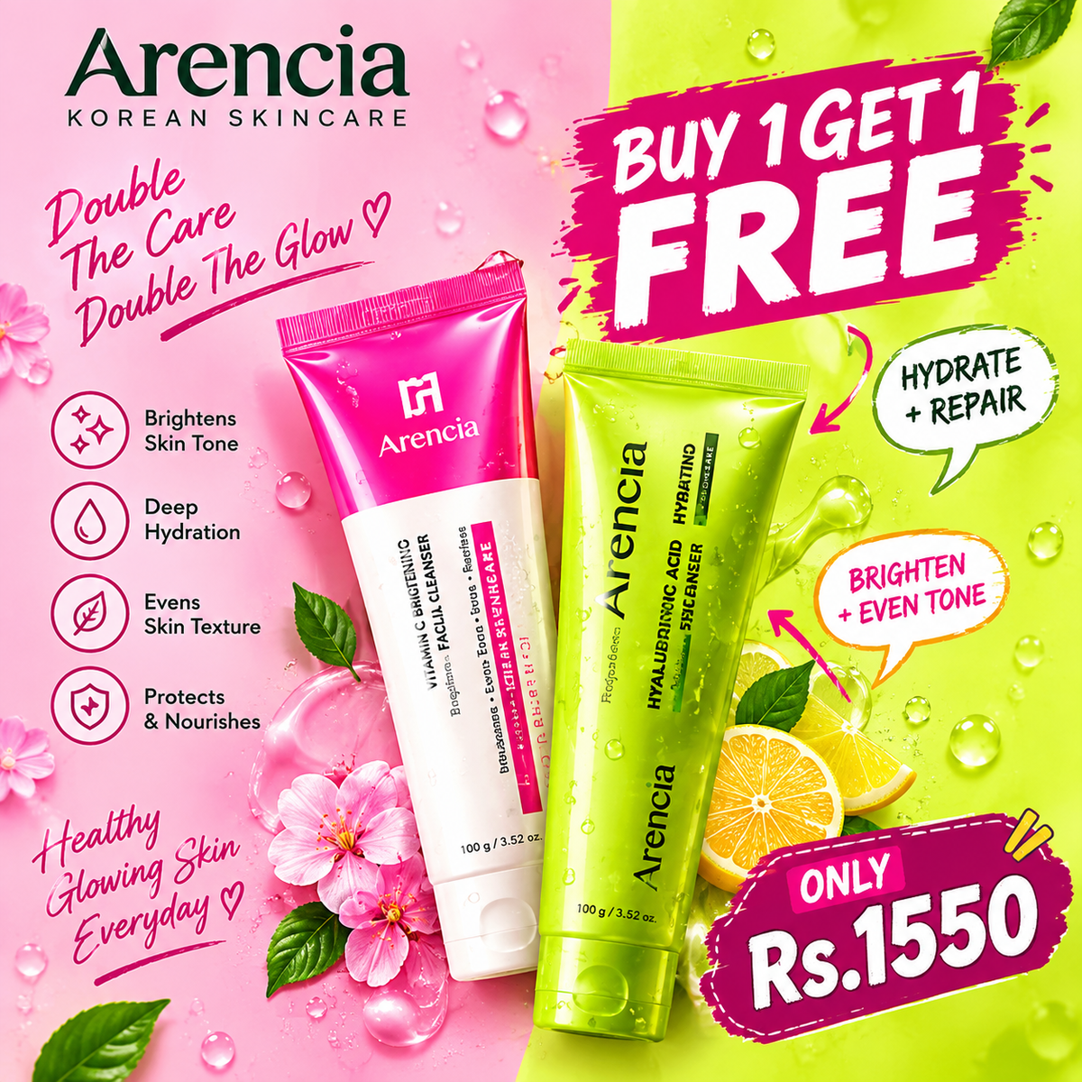 |BUY 1 GET 1 FREE|   Arencia Vitamin C Booster Shot + TOSOWOONG Arbutin 7% + Tranexamic Acid 4% Cream